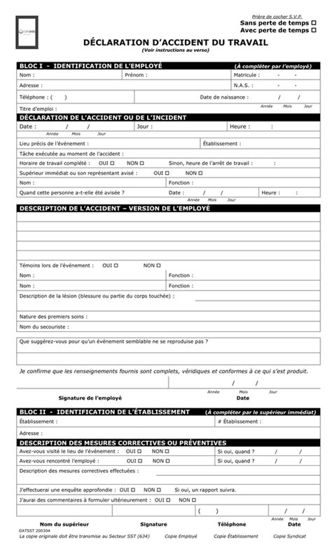 Projet De Declaration Daccident De Travail Doc Pdf Page Sur Hot Sex