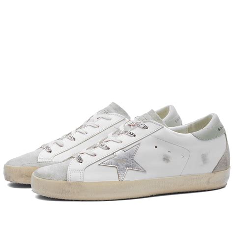 Golden Goose Super Star Leather Sneaker White Ice Silver Aqua End