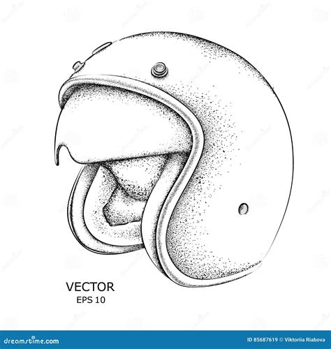 Motorcycle Helmet Sketch Vector Illustration Stock Vector