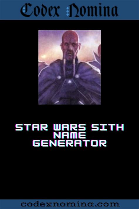 Star Wars Sith Name Generator & Guide | Sith names, Sith lord names, Sith