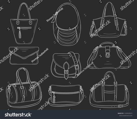 Women Fashion Handbags Collection Vector Sketch Stock Vector Royalty