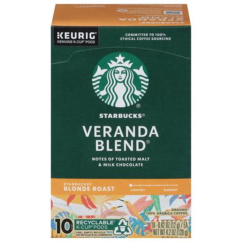Starbucks Coffee Ground Blonde Roast Veranda Blend K Cup Pods