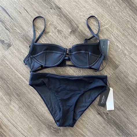 Tavik Swim Tavik Black Kora Bikini Top And Ribbed Bottom Set Poshmark