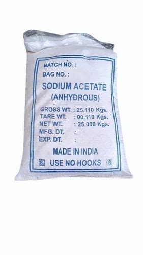 Sodium Acetate Anhydrous Industrial Grade 99 At Rs 51 Kg In Vapi