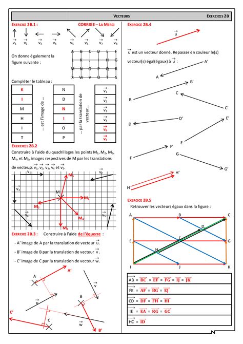 Translation Et Vecteurs Corrig S D Exercices Alloschool