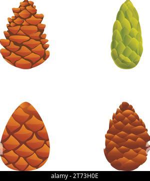 Pine Cone Icons Set Cartoon Set Of Pine Cone Vector Icons For Web