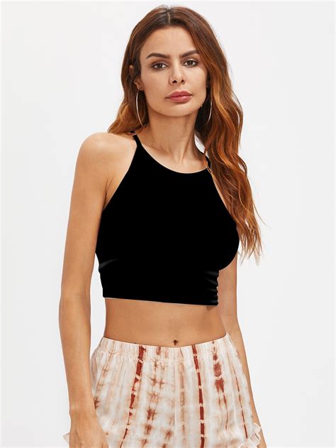 Cutout Crisscross Back Crop Cami Top Shein Sheinside Cami Crop Top