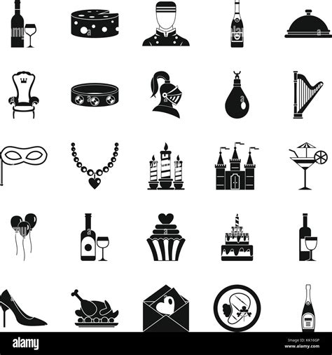 Banquet Hall Icons Set Simple Style Stock Vector Image And Art Alamy