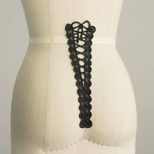 Black Corset Venise Lace Rayon Applique Bow Detail Bustier Lingerie Vintage Style Dance Costume