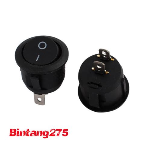 Jual Switch Bulat Saklar Bulat Besar Mm Rocker Switch On Off Hitam