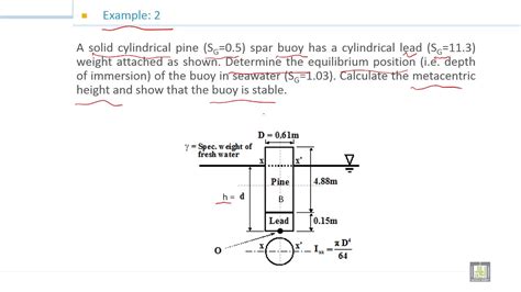 Fluid Mechanics 1 5 6 Examples On Buoyancy And Stability Of