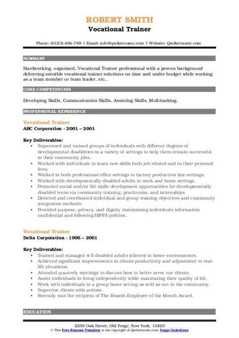 10+ Vocational Trainer Resume Samples & Templates for 2025