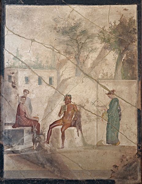 Third Style Fresco Depicting Pan Playing The Flute Accompanied By A