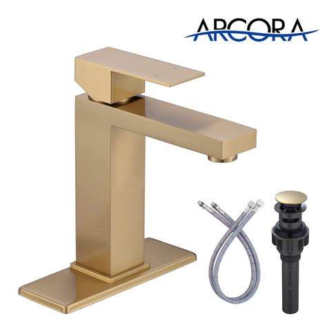 Arcora Modern Brushed Gold Bathroom Sink Faucet With Drain For 1 Or 3 Hole Kitchen Faucets