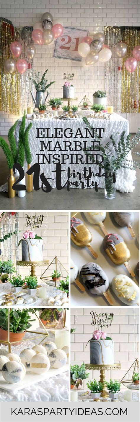 Kara S Party Ideas Elegant Marble Inspired 21st Birthday Party Kara S