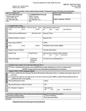 Fillable Online Add On Test Fax Form Provlab Fax Email Print