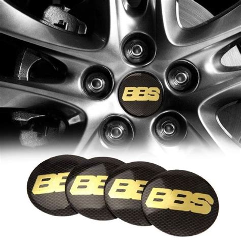 4PCS 56mm BBS Black Gold Logo Car Center Cap Emblem Wheel Sticker Hub