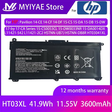 HT03XL Bater A Para Port Til HP Para Notebook Pavilion HP 14 CE0025TU