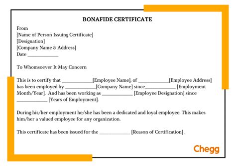 Bonafide Certificate Types Format Uses