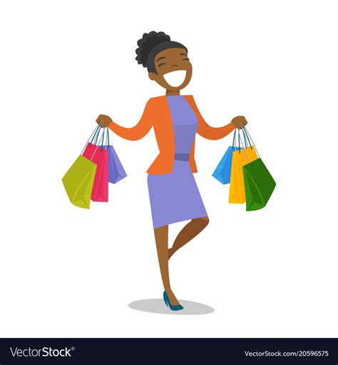 Young African American Woman Holding Shopping Bags