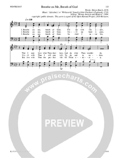 Breathe On Me Breath Of God Hymn Sheet Traditional Hymn PraiseCharts