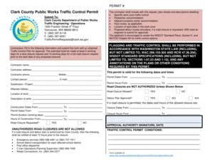 Fillable Online Clark Wa Traffic Control Permit Form Clark County