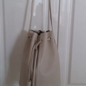 Nude Bucket Bag With Tassels Beize Leather Bucket Bag Cowhide Leather Bucket Etsy