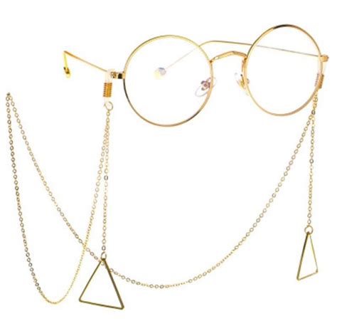 Asymmetric Triangle Gold Eyeglass Chain Beaded Eyeglass Chain