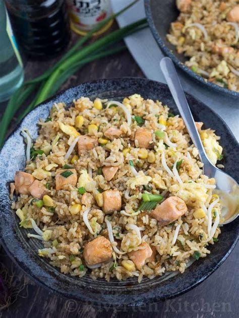 Salmon Fried Rice With Teriyaki Sauce Riverten Kitchen