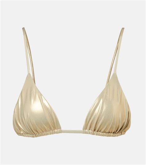 Via Bikini Top In Gold Jade Swim Mytheresa