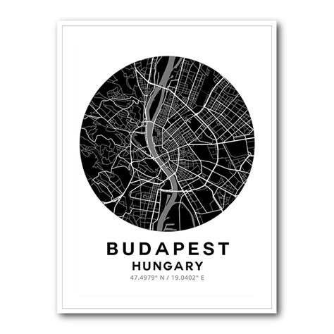 Budapest Map Round Style Wall Art