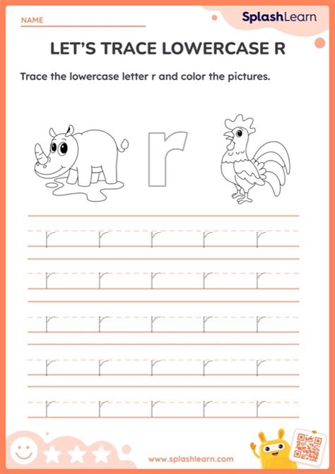 Let S Trace Lowercase R Printable Ela Worksheet