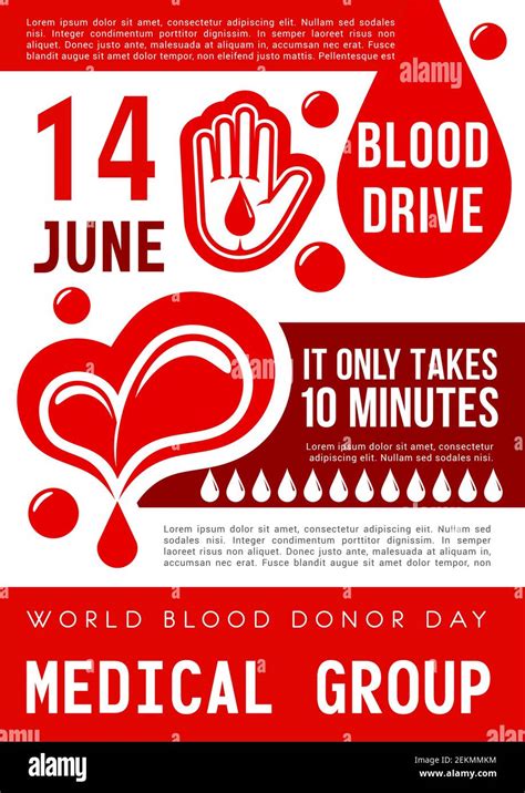 World Blood Donor Day Of 14 June Poster Blood Donation Banner With