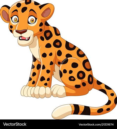 Cartoon Leopard Isolated On White Background Vector Image