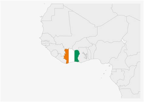 Premium Vector Ivory Coast Map Highlighted In Ivory Coast Flag Colors