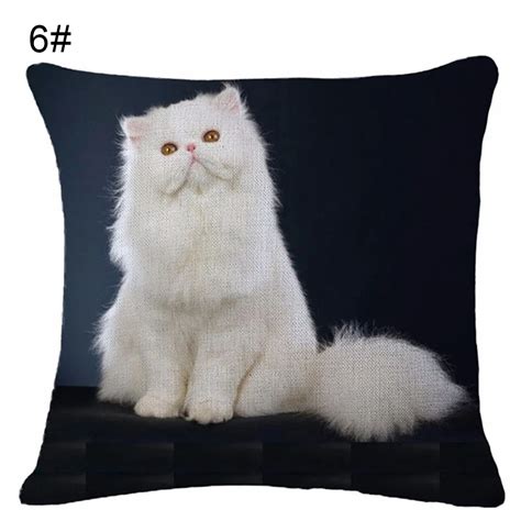 45cm 45cm Lovely Cat Print Linen Pillow Case Cushion Throw Cover Home