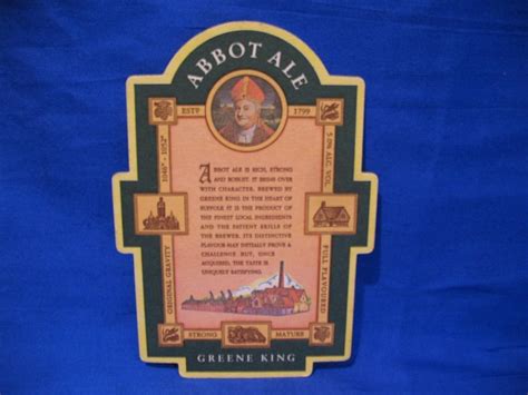 Abbot Ale Beer Greene King United Kingdom Brewery Beer Coaster Souvenir