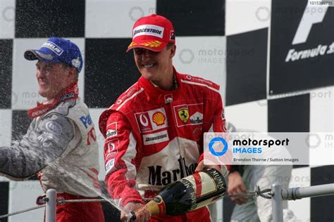 Michael Schumacher Ger Ferrari Sprays The Champagne On The Podium