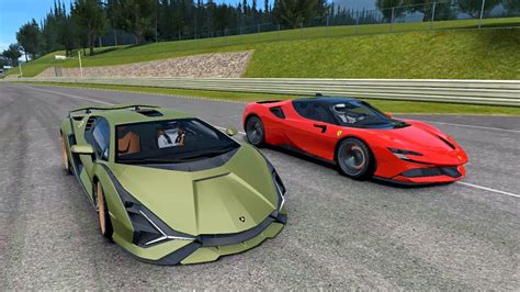 Real Racing Lamborghini Si N Fkp Vs Ferrari Sf Stradale Red