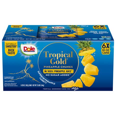 Dole Tropical Gold Pineapple Chunks Oz Cans Count