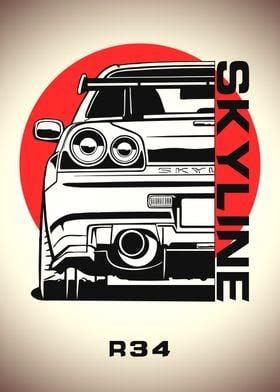 Nissan Skyline Gtr R Poster By Faissal Thomas Displate