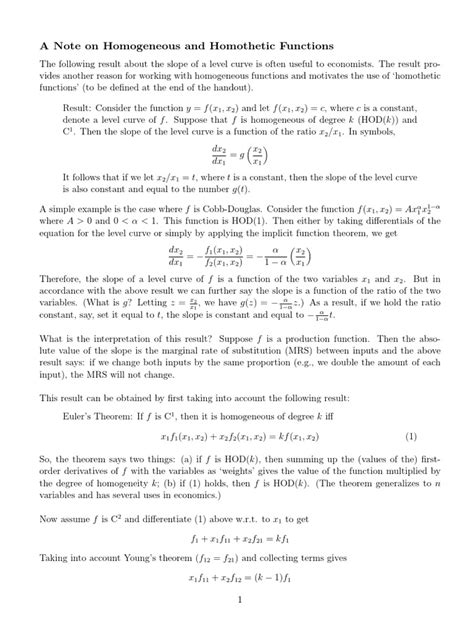 Homothetic Functions | PDF | Slope | Curve