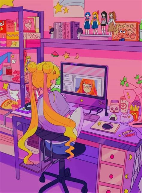 Download Pastel 90s Anime Aesthetic Panel Wallpaper