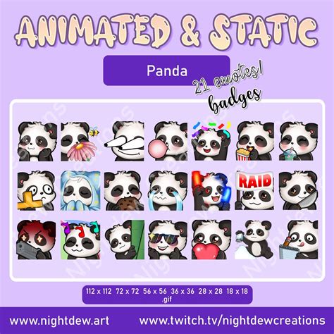 Animated Static Panda Emote Bundle Twitch Emote Youtube Etsy Canada