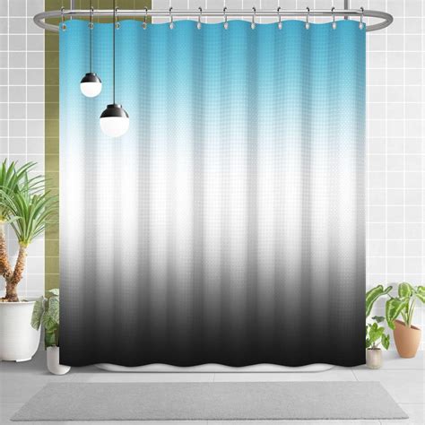 Amazon Ruelvth Blue And White Shower Curtain Ombre Black Waffle