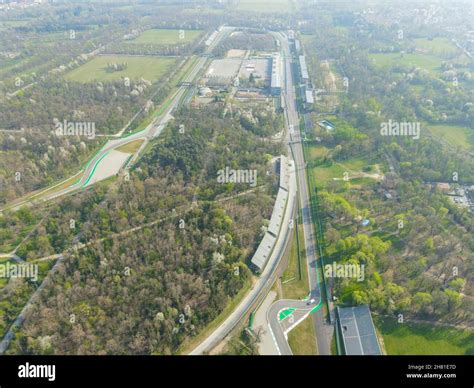 Aerial view of The Autodromo Nazionale of Monza, that is a race track located near the city of ...