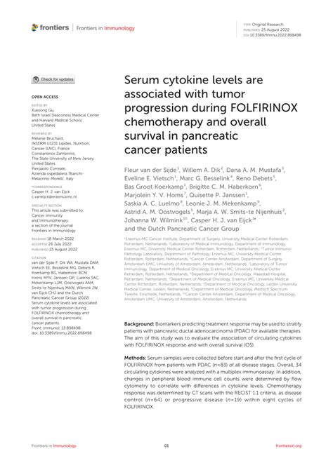 (PDF) Serum cytokine levels are associated with tumor progression ...