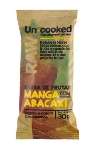 Kit 6x Barra Manga E Abacaxi S glúten Vegano Uncooked 30g