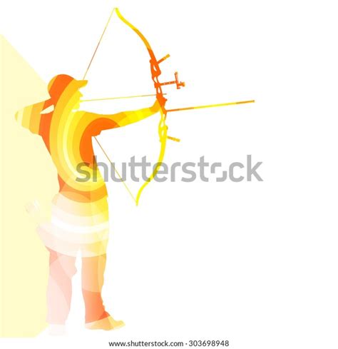 Archer Training Bow Man Silhouette Illustration Stock Vector Royalty