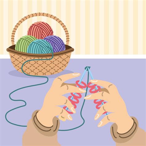 Mains Tricotant Avec De La Laine Telecharger Vectoriel